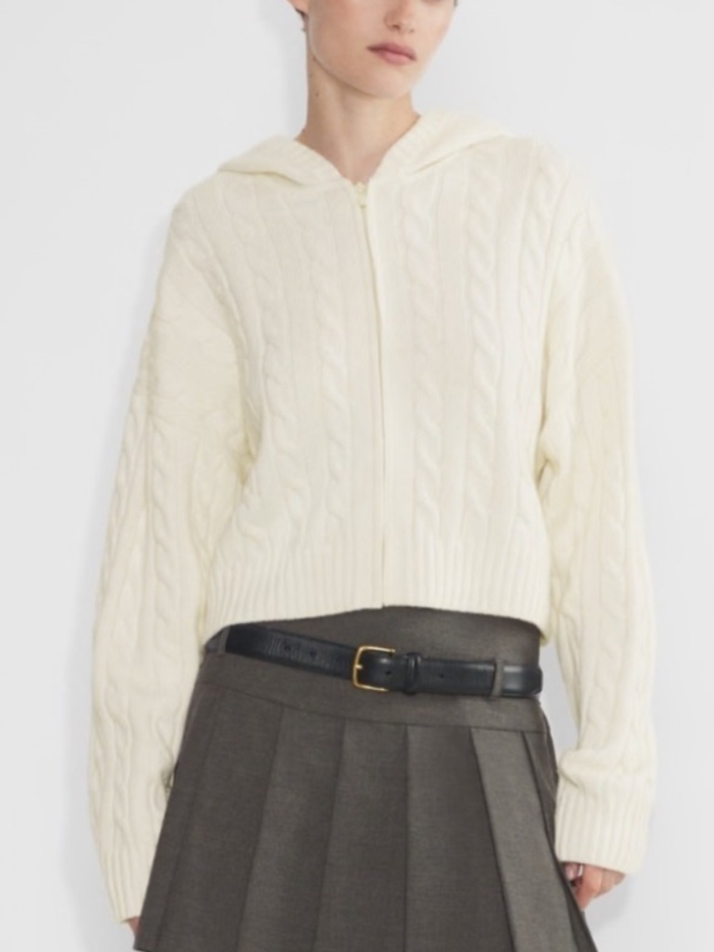 Sunday Best Octavia Zip cable-knit Hoodie